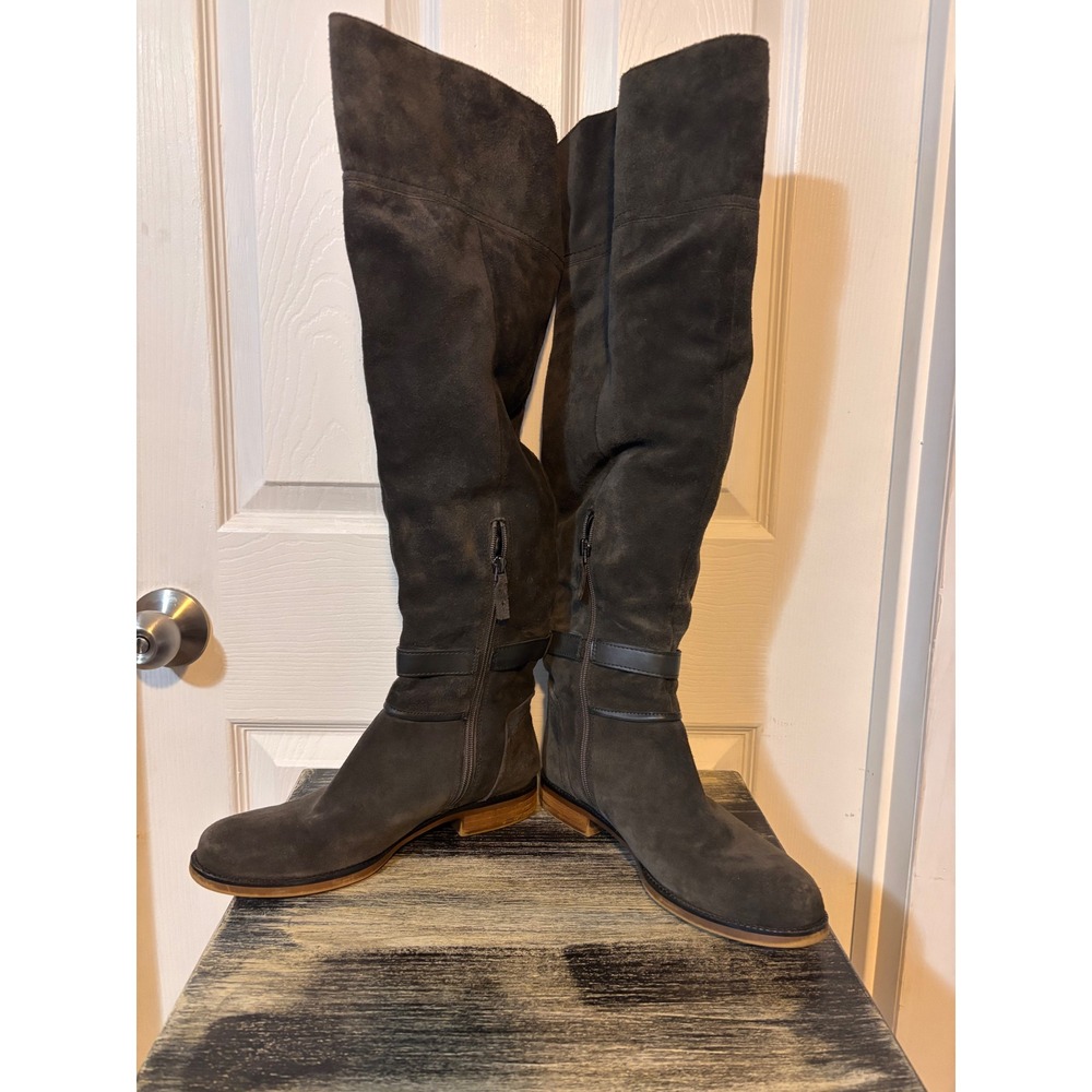 Franco Sarto Crimson Wide Calf Over The Knee Suede Boots Grey 9.5M WC - Picture 3 of 8